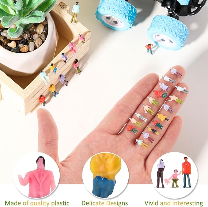 Namalu 100 Pcs Mini People Figurines 1: 150 Scale Architectural Painted Tiny Model Sitting and Standing Plastic People Assorted Poses Model Trains for Miniature Scenes