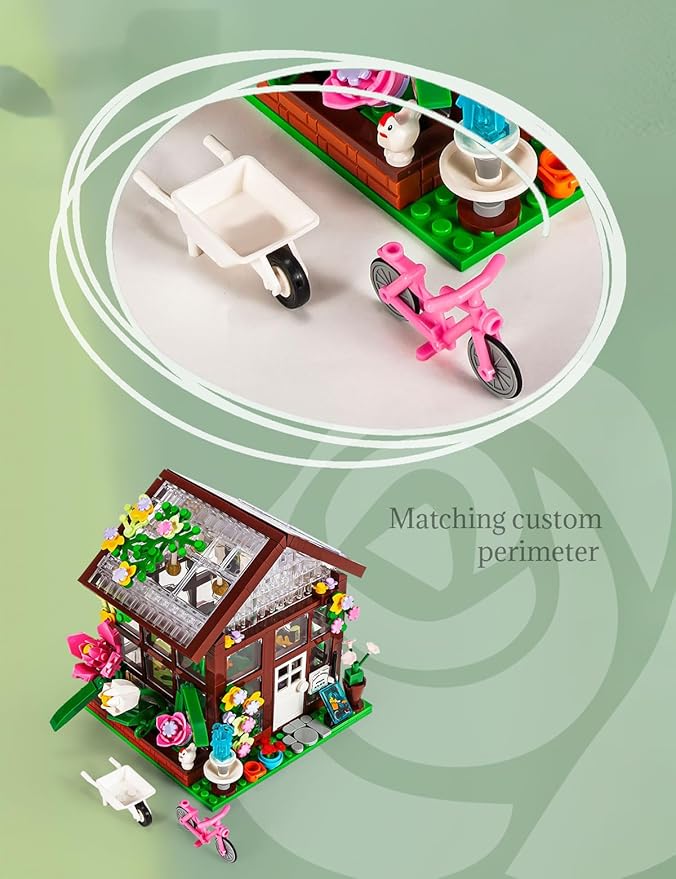 SEMKY City Series Flower House Building Blocks Set with LED Lights, (579Pieces) Creative Flower House Model Gifts for Kid and Adult