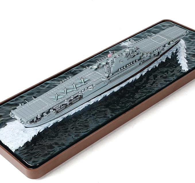 1/700 USS Enterprise CV-6 Aircraft Carrier ABS + Alloy Diecast Boat Model World War II Pacific War Aircraft Carrier Diecast Model with Display Stand and Dust Box Collection Gift for Adult