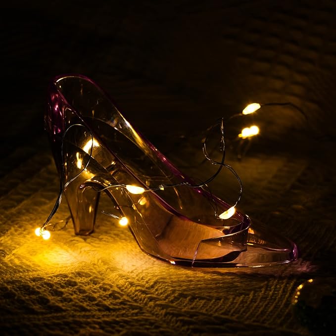 ZYFLSQ 24 Pieces Mini Plastic Cinderella Slippers 3.5 Inch Glass Heels Princess for Wedding Birthday Party Table Favors Decoration (Purple)