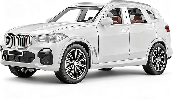 Toy Cars Compatible for X5 1/32 Metal Model Car Toys with Light and Sound Pull Back Collectible Model for Children Age 3 + Year Old Festival Gift(White)