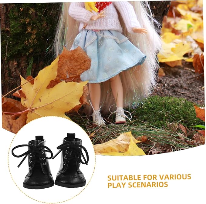 HANABASS 2 Pairs 18 Inch Doll High Top Boots Shoes Girls Pu Leather Fashion Clothing Accessories for Dollhouse Dress up Play