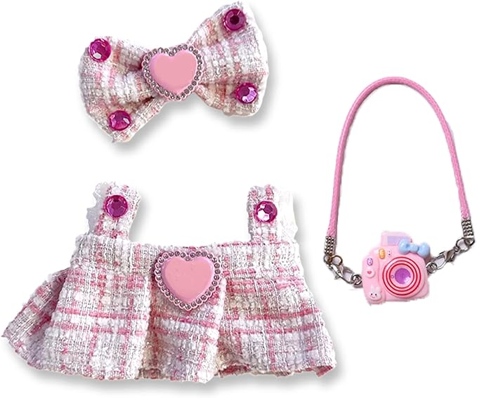 17cm Doll Clothes - Dress for fugler Doll,Luxury Chic Style Set for 5.19-6.7in Dolls,Dolls Outfit Stylish Clothes -Black Heart Design with Rhinestones,Outfit Clothing Set (Style-D)