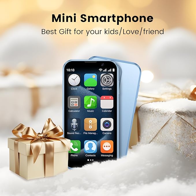Leemoosa Mini Intelligent Unlocking Phone 3-inch high-Definition Touch Screen 3G Android Dual Card Dual Standby face ID Small Smartphone Suitable for Students and Children (2+16GB) (Gold)