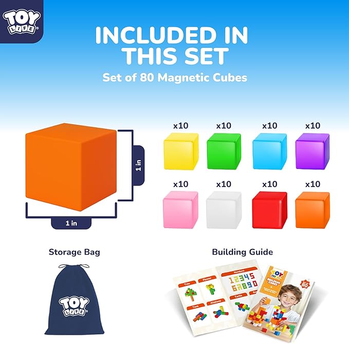 80PCS Magnetic Blocks, Magnetic Building Blocks for Kids Ages 3 4 5 6 Year Old, Magnet Cubes, Autism Montessori Toys, Preschool STEM Educational Sensory Magnet Toys Gifts for Kids 3-5 4-8