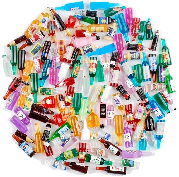 NWFashion 120PCS Miniature Decor Drink Bottle Dessert Pastry Food Cake Topper Dollhouse Decoration (Drink)