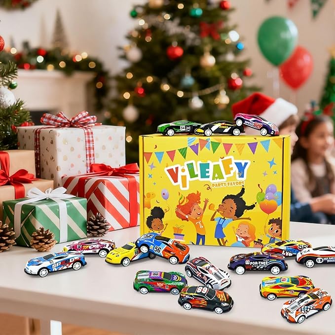Vileafy 30 Mini Race Cars for Classroom Prizes, Party Favors for Kids 4-8 Years Old, Bulk Small Pull Back Car Toys for Treasure Box, Mini Toys Cars for Boys and Girls Valentines Day Gifts for Kids