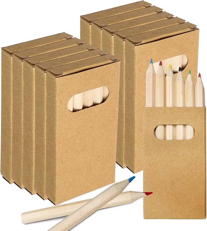 Zorfeter 10 Pack 3.5 Inch Mini Colored Pencils, 6 Per Pack Portable Short Fat Pre-Sharpened Bulk Pencils 6 Colors for Painting/Classroom School Supplies(60PCS)