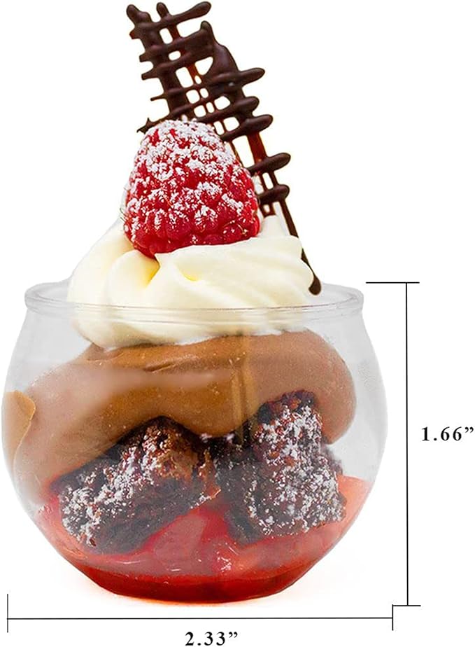 576 Count 3 oz. Sphere Mini Dessert Parfait Cup Professional-Grade Recyclable Transparent Durable Disposable Plastic Fishbowl for Parfait Desserts, Appetizers, and Parties CMJJ