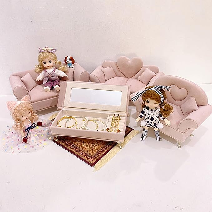 1/6 Scale Dollhouses Sofa Jewelry Organizers Box for Garden Scene Dollhouses Decoration Display Accessories