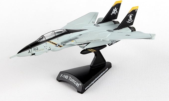 Daron F-14 Tomcat Jolly Rogers Die-Cast Model – 1:160 Scale Supersonic Fighter Jet Replica, VFA-103 Squadron, Highly Detailed, 4.75” Length x 2.875” Wingspan, Adult Collectible Ages 14+