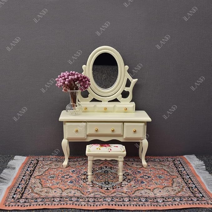 iLAND Miniature Dollhouse Accessories Victorian of Woven Dollhouse Rug 9.4” x 5.7” 9.2" x 1.8" for Dollhouse Furniture on 1/12 Scale and Dolls 3” - 12” (2pcs Fragrance)