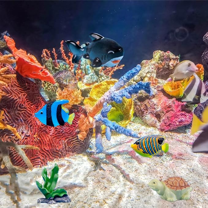50PCS Mini Ocean Animals Figurines Ornaments Resin Sea Animal Tiny Resin Figurines for Fish Tank Decorations Birthday Party Favor Garden Accessories Gift (Seaweed)