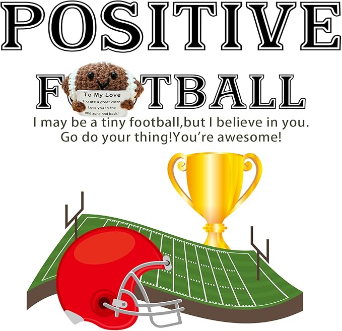 Zelaxeyi Valentine's Day Gift to Him,Mini Handmade Crochet Football for Him Who Loves Football, for Boyfriend/Husband, Emotional Support Footballs Romantic I Love You Gift Birthday Gifts