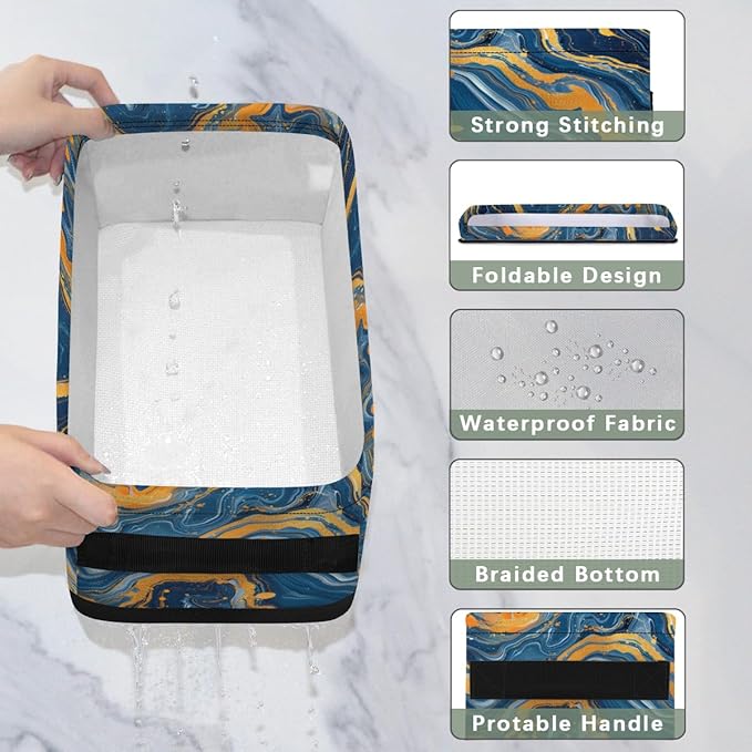 Marble Pattern Bathroom Storage Baskets Waterproof Bathroom Counter Organizer Decorative Toilet Paper Storage Basket for Organizing for Bathroom Living Room Decor