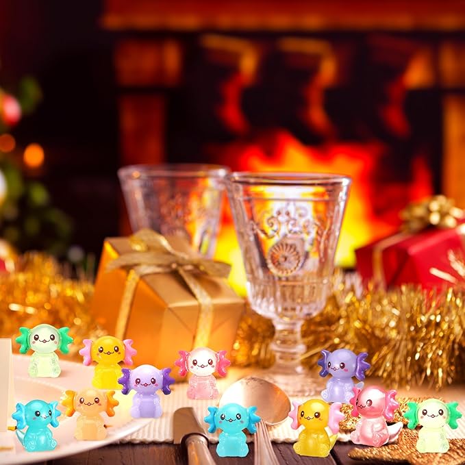 100 Pcs Mini Axolotl Resin Charms Miniature Axolotl Figurines Tiny Small Animal Figures for DIY Garden Landscape Dollhouse Birthday Party Decoration Aquarium