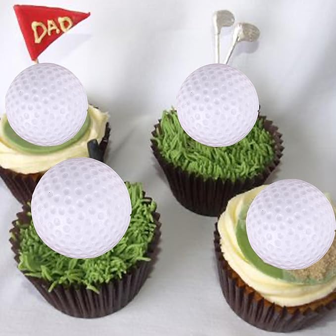 Rsstarxi 12 Pack 3D Golf Cupcake Toppers Golf Theme Party Decorations Golf Ball Cake Toppers Decorations for Sports Golf Theme Baby Shower Kids Birthday Party Cake Decorations