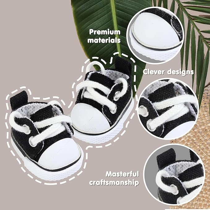 Ciunura Premium Doll Shoes for Lububu, Cute Doll Shoes for 4-7in Dolls, Ideal for Lububu Outfits(Black Canvas)