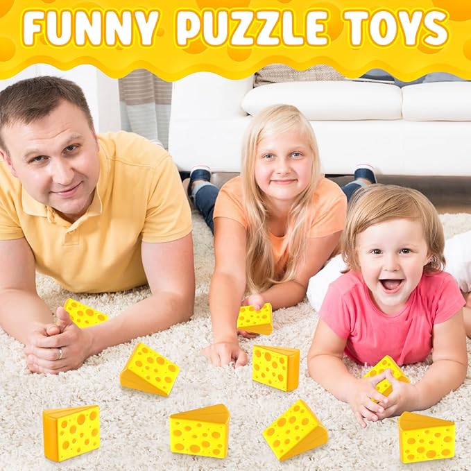 Libima 24 Pcs Cheese Stress Toys Bulk Fake Cheese Party Favors Foam Squeeze Stretchy Food Stress Ball Miniature Block for Kids Adults Anxiety Relief Fidget Toys Dollhouse Kitchen DIY Decor
