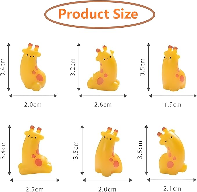 6Pcs Miniature Giraffe Resin Figurines – Cute Animal Statues for Fairy Garden Accessories, DIY Terrarium Projects, Desktop Displays, Home Shelf Decor, Assorted Wildlife-Inspired Designs