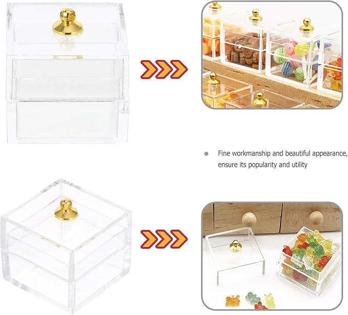 10Pcs Mini Candy Display Boxes Clear Dollhouse Storage Containers with Lids 2.5 Inch Dollhouse Accessories for 1 12 Scale Miniature Candy Display and DIY Decoration