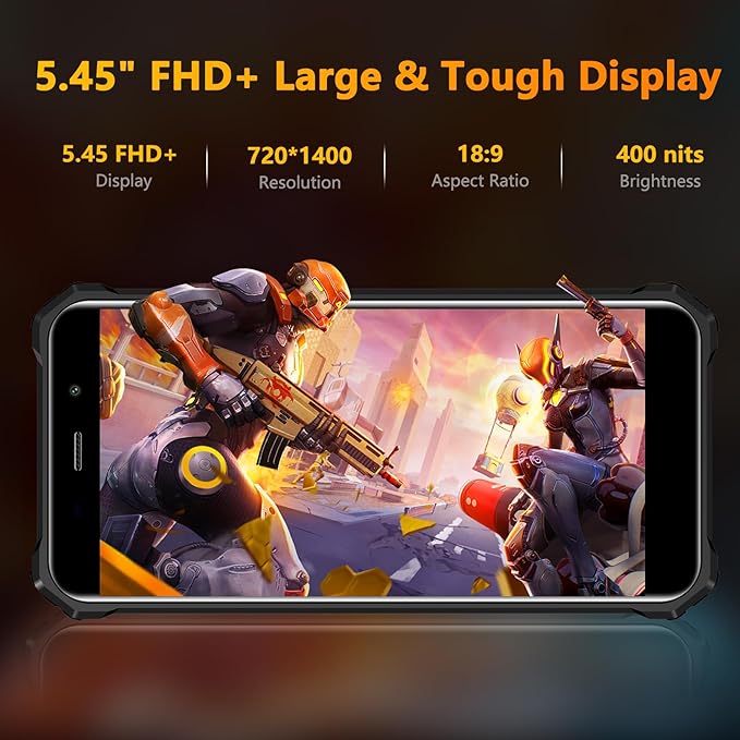 FOSSIBOT F101P Android 13 Rugged Smartphone, 7GB+64GB /1TB Rugged Call Phone 10600mAh Unlocked Phone 123dB Loud Volume Phone 5.45" 24MP+8MP Camera Waterproof Smartphone 4G Dual SIM OTG 18W Charger