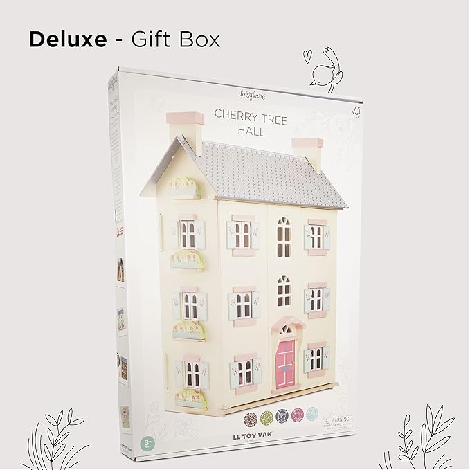 Le Toy Van - Gorgeous Cherry Tree Hall Large 4 Storey Wooden Doll House Play Set For Girls or Boys | Great As A Gift | Suitable for Ages 3+