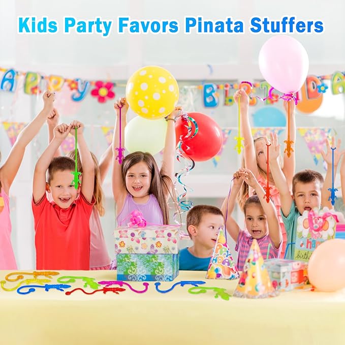 Sticky Hands Bulk 36PCS Kids Party Favors Lizard Shape Stretchy Sticky Hand Fidget Toys Kids Goodie Bag Stuffers Treasure Box Toys for Classroom Prizes Birthday Party Supplies Easter Egg Fillers