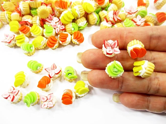 Dolls House Miniature Food Lot 10 Mixed Fruit Cupcakes Bakery Cupcake 4297