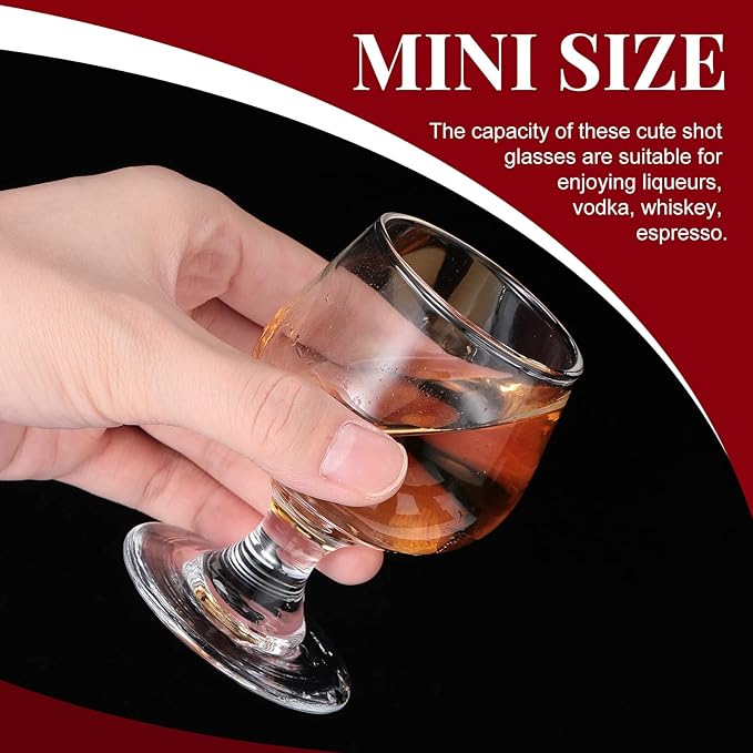 Meanplan Cute Shot Glasses Mini Snifters Cognac 1.7 oz Cups Brandy Snifter Mini Wine Snifters Glass Dinnerware Set for Whiskey Juice Vodka Sherry Champagne Brandy Wine Party Supplies(24 Pieces)