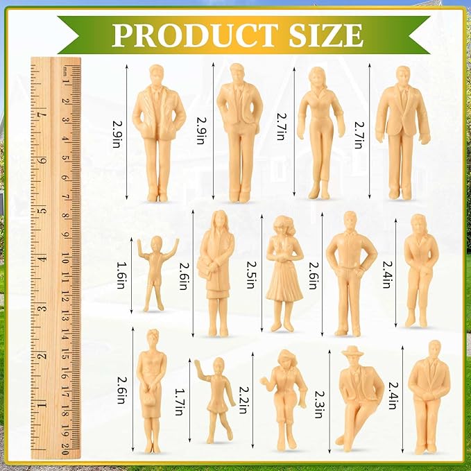 Namalu 30 Pcs Miniature People 1: 25 Scale Model Trains Architectural Sitting and Standing Diorama Figures Unpainted Mini People Figures for Scale Model Train Miniature Scenes Decoration