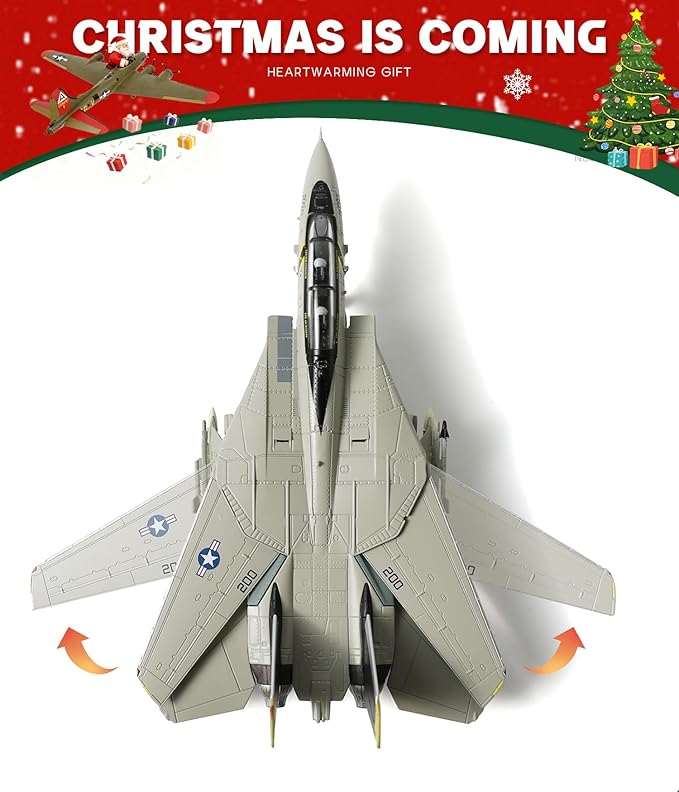 1/100 F-14 Tomcat Fighter Aircraft Model Fighter U.S. Navy VF-84 Jolly Rogers Airplane Model with Display Stand Pre-Built Military F14 Plane (VF-84) Collection Gift for Adults