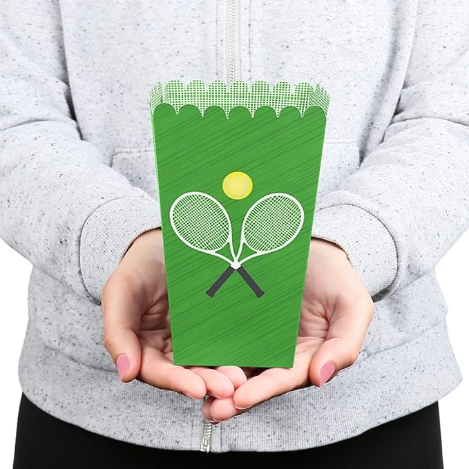 Big Dot of Happiness You Got Served - Tennis - Baby Shower or Tennis Ball Birthday Party Favor Popcorn Treat Boxes - Set of 12
