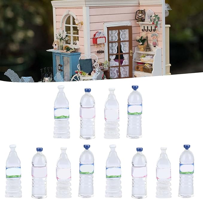 Aoaoy Miniature Water Bottle Set, 40pcs 4 Styles Dollhouse Drinking Accessories, for Doll House Decoration