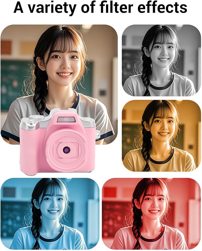 Zunate Mini Keychain Camera, 48MP HD Mini Retro Digital Camera, Portable Small Cameras Vintage Compact Micro Cameras, 1.54 inch HD Screen for Travel Study Recording (Pink)