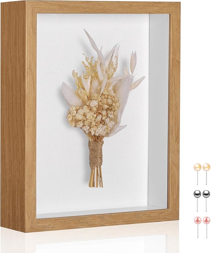 8x10 Shadow Box Picture Frame Display Case with Soft Linen Back and Thickened Panel,Brown Deep Shadow Memory Box Frame 8x10 for Flower Baby Pet Wedding Photo Craft Memorial Gift