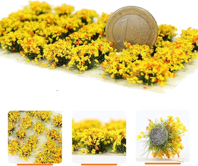 Miniature Vegetation Bushy Shrubs Tuft Flowers with Model Bases War Game DIY Railway Terrain Scenery (E)