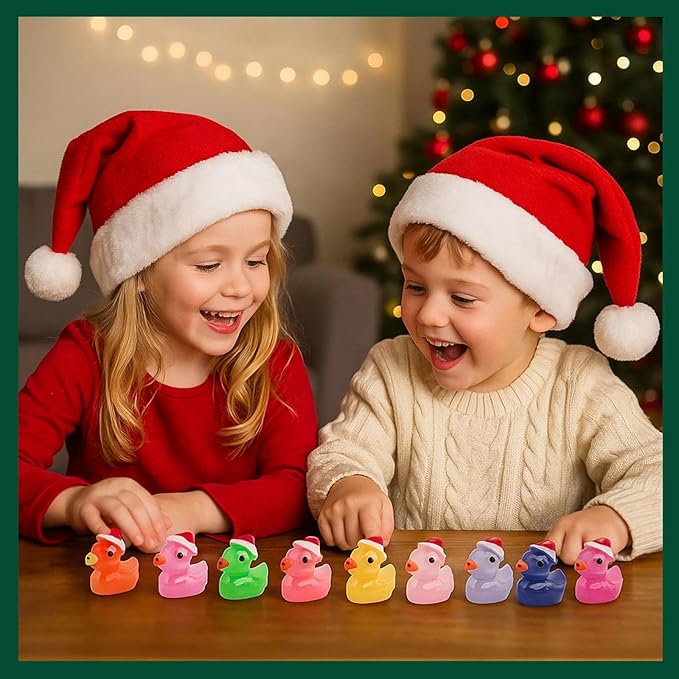 160 Pcs Christmas Mini Resin Ducks Tiny Santa Fairy Hat Duck Miniature Micro Landscape Garden Dollhouse Decor for Xmas Accessories DIY Craft Slime Party Gifts Prank Game Ornament Potted Plants