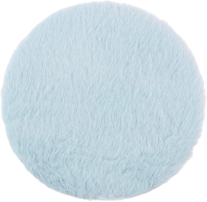 uxcell Dollhouse Miniature Carpet, 1:12 Fluffy Doll House Rugs Prop Small House Accessories for Doll House Furniture Decor Play, Blue Round