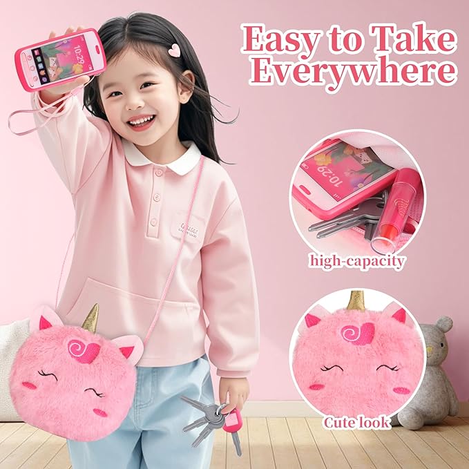 Woumserta Unicorn Pretend Makeup for Toddlers, Fake Makeup Set for Kids, Unicorn Gifts Play Makeup Kit for Little Girls Age 3 4 5 6, Pretend Play Toys for 3 4 5 6 Year Old Girls Birthday Gifts