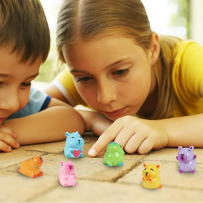 24 Pcs Mini Capybara Figurines, Glow in Dark Resin Animals for Dollhouse Garden Decor, Cute Collectible Miniatures for DIY Crafts