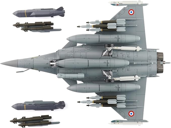 Hobby Master | 1:72 Scale Diecast Military Aircraft Replica | Rafale B Opertaion Chammal 104-10, French Air Force, Dec 2015 (with 2 x Scalp Missiles) | Model HA9611