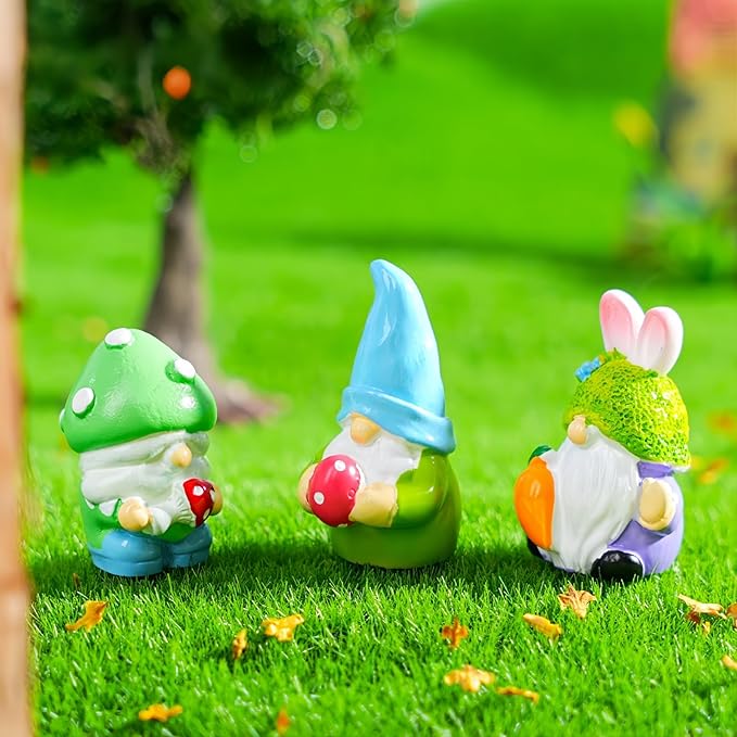4 Pack Miniature Fairy Garden Figures - Resin Gnome Decor, Cute Fairy Garden Accessories, DIY Mini Plants Decor, Fairy House Accessories Set