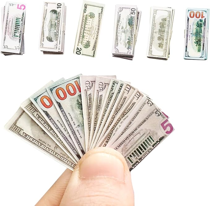 550PCS Miniature Scene Model 100 Dollar Bills for Dollhouse 1:12 Dollar Bills for Dollhouse Accessories