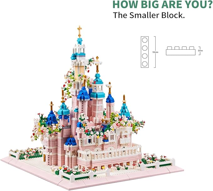 Kadablk Architecture Castle with Flower Series Micro Blocks Building Sets for Adults and Teens, 4000+ PCS Bricks Building Blocks - Upgrade Version