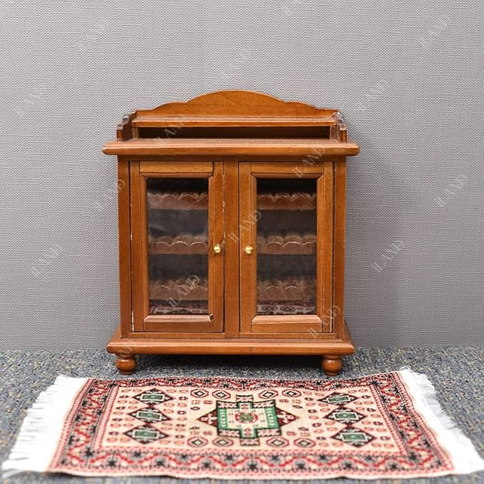 iLAND Miniature Dollhouse Accessories of Carpet for Dollhouse Furniture on 1/12 Scale and 3” - 12” Dolls, Woven Dollhouse Rugs 6” x 3.8” (2pcs Rhythm)