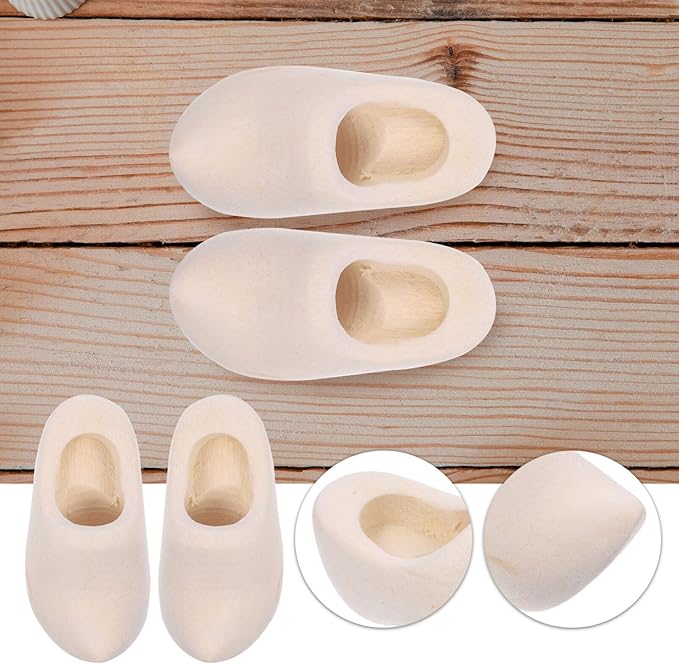 DIYEAH Mini Wooden Clogs 1pair Miniature Wooden Shoes Blank Wooden Shoes Sneaker Make Your Own Dutch Netherland Shoes Doll House Layout Decor Klompen for Dollhouse DIY Crafts 4cm