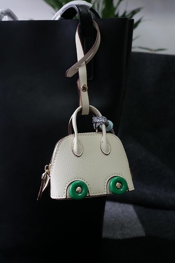 Buyborgood Women's 2 PCS Mini Tote Bag Charms Keychain Pouch Small Coin Purse Wallet, Black+White