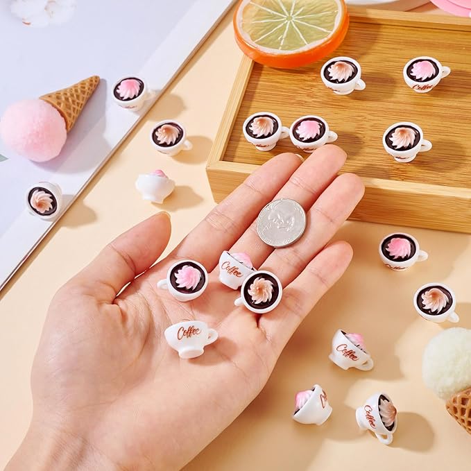 20Pcs Miniature Coffee Cup Resin Mini Ornaments Dollhouse Decorations Micro Landscape Garden Home Decor Mini Photography Props Imitation Drink Food Decoration Snow Top Coffee Christmas Party