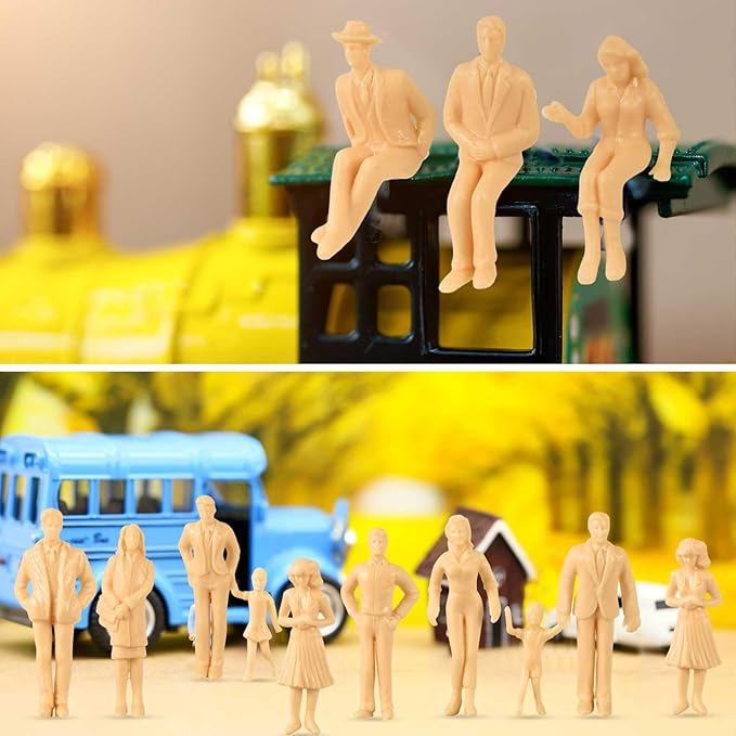 Namalu 30 Pcs Miniature People 1: 25 Scale Model Trains Architectural Sitting and Standing Diorama Figures Unpainted Mini People Figures for Scale Model Train Miniature Scenes Decoration